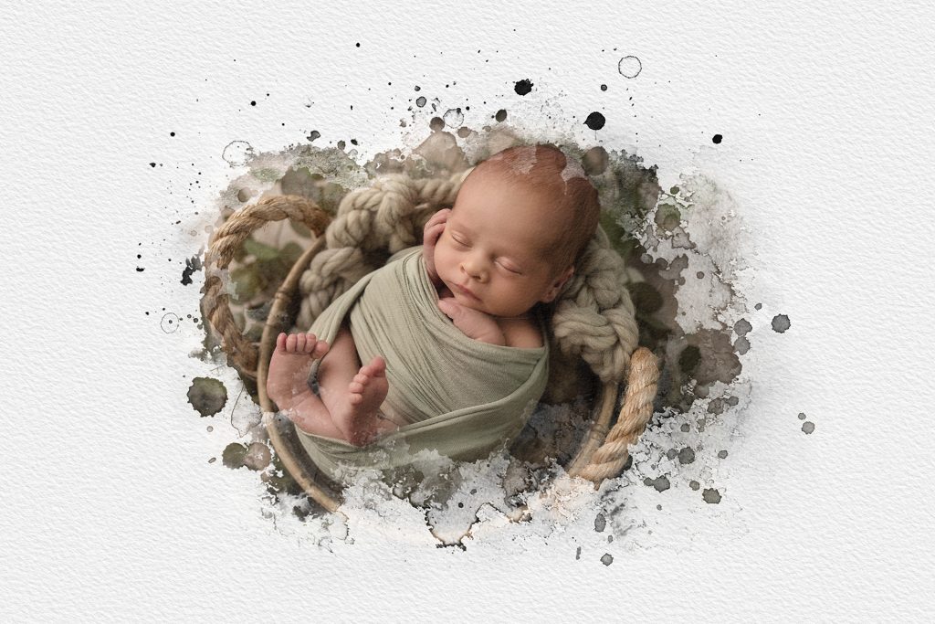 Watercolor Style Aquarell Newborn Neugeborenenfotografin Linz Alberndorf Perg Freistadt Urfahr